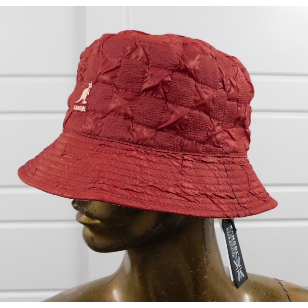 Kangol K5303 Red Pucker‎ Check Bucket Hat sz S NWT